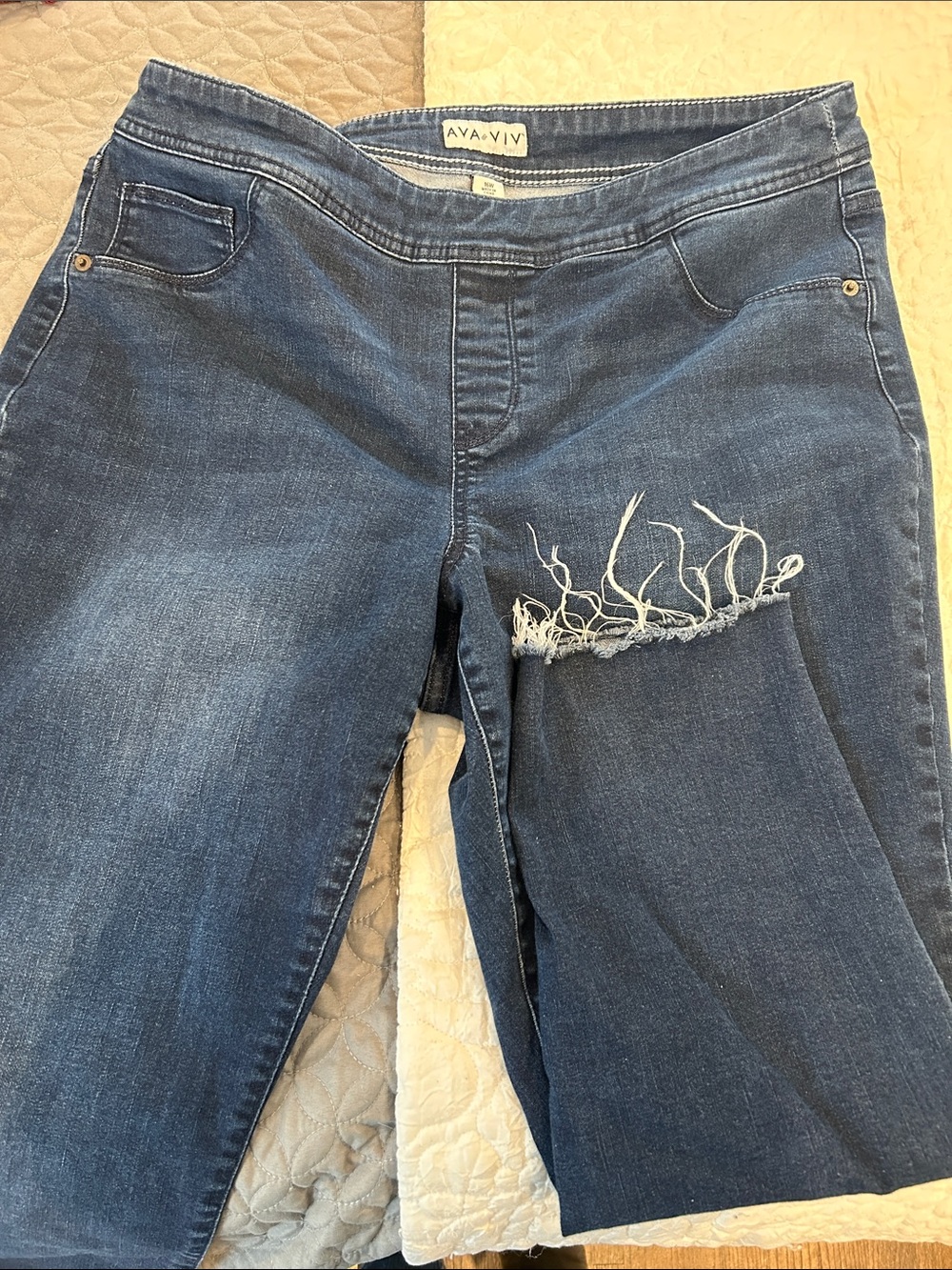 Ava & Viv Medium Blue Skinny Jeans with Frayed size 16W